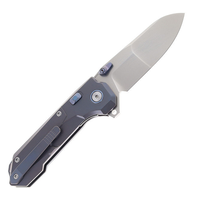 Remette Cosmic Folding Knife Blue Titanium Handle M390 Plain Edge