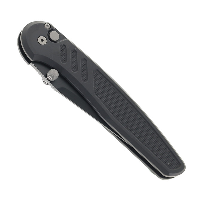 メル Pro-Tech Knives Avalon Folding Knife Knurled Black Aluminum Handle