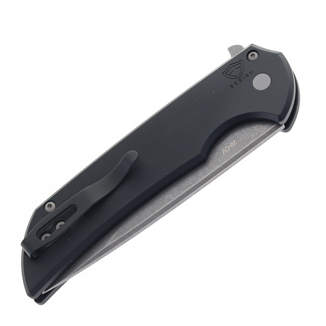 Pro-Tech Mordax Button Lock Folding Knife Solid Black Aluminum