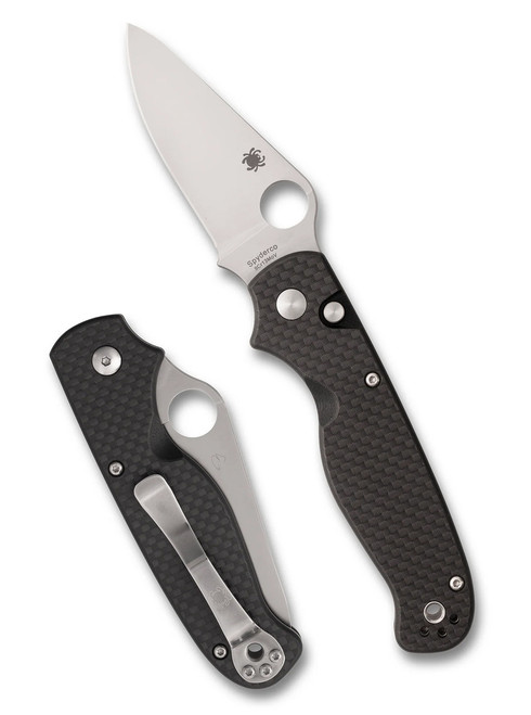 (Collectors Club #23) Spyderco ButtonUp Folding Knife Carbon Fiber Handle Satin Blade C275CFP