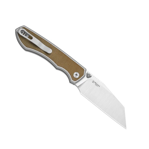 Kizer Wharning Folding Knife Aluminum/Brown Norplex UltreX Handle