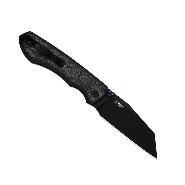 Kizer Wharning Folding Knife Black/White Aluminum/Norplex UltreX