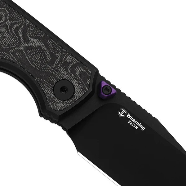 Kizer Wharning Folding Knife Black/White Aluminum/Norplex UltreX