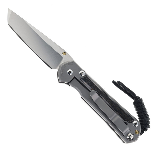 LEFT Handed Chris Reeve Small Sebenza 31 Tanto Glass Blasted Titanium w/ Bog Oak Stonewashed Magnacut Blade S31-1131