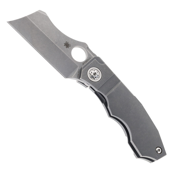 (From Collection) Spyderco Stovepipe Folding Knife Gray Titanium Handle 20CV Plain Edge C260TIP