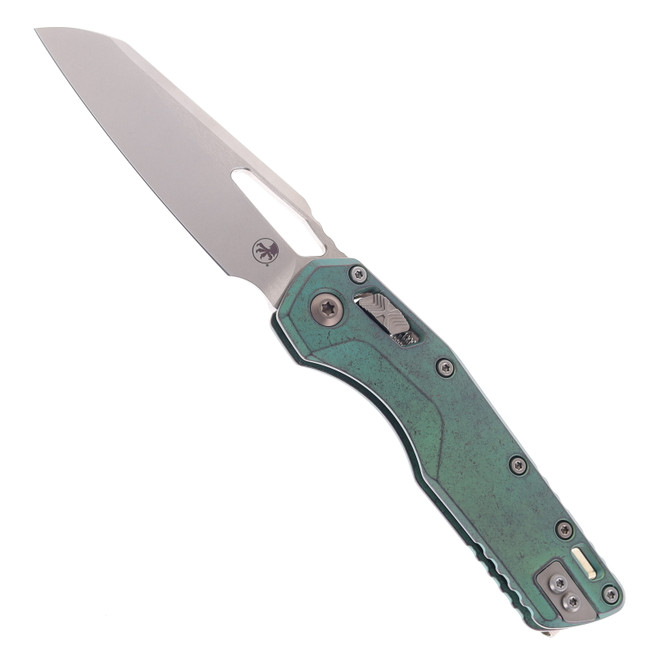 Microtech MSI Ram-Lok Folding Knife Marfione Select Antique Green Titanium Handle with Bronze Accents M390MK Bronze Stonewash Blade 210-13MS1