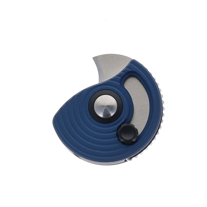 Kizer Snail Trail Folding Knife Blue Aluminum Handle AEB-L Hawkbill Plain Edge Satin Finish V2757A2