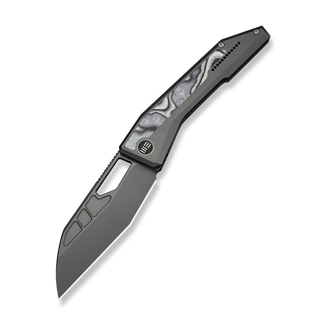 WE Inceptus Folding Knife Dark Gray Titanium/White/Black G10 Handle M390 Plain Edge Gray Stonewash Finish WE25017-1