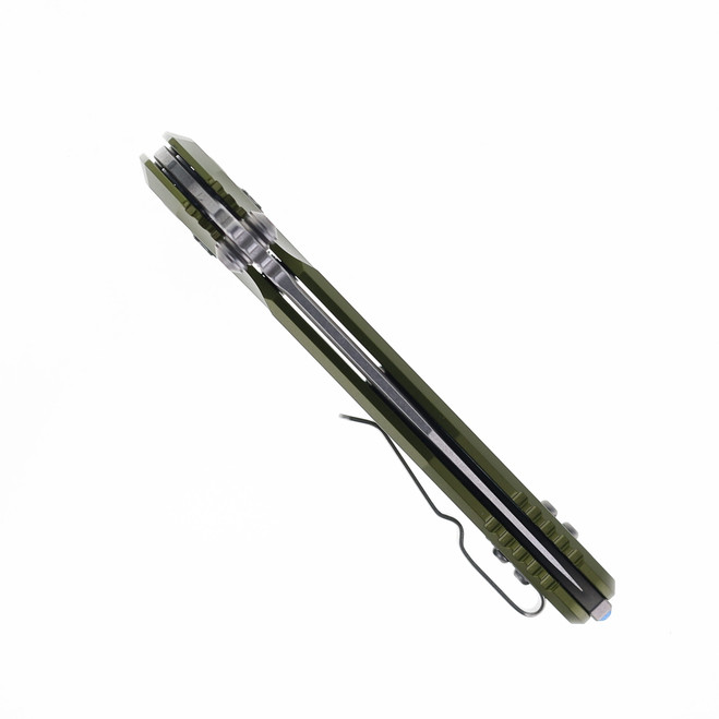 ［＿］ Microtech Socom Ram-Lok Folding Knife OD Green Aluminum Frag