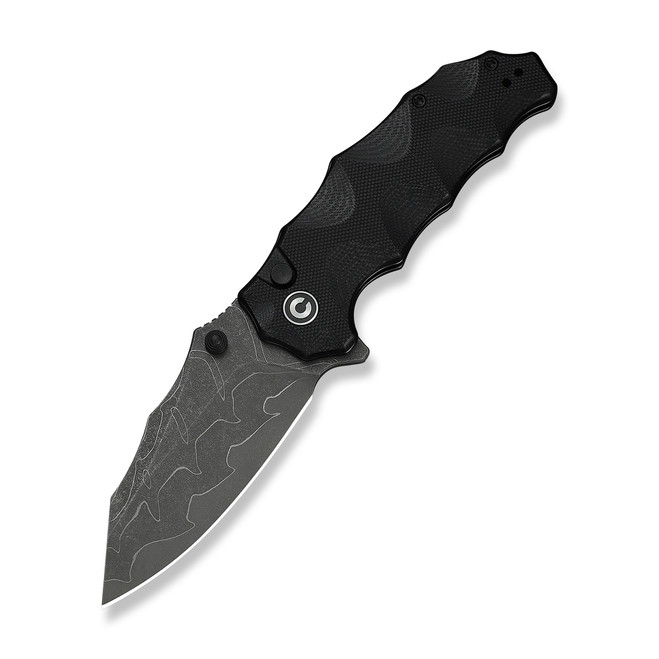 Civivi Natterjack Folding Knife Milled Black G10 Handle Damascus Plain Edge C24028-DS1