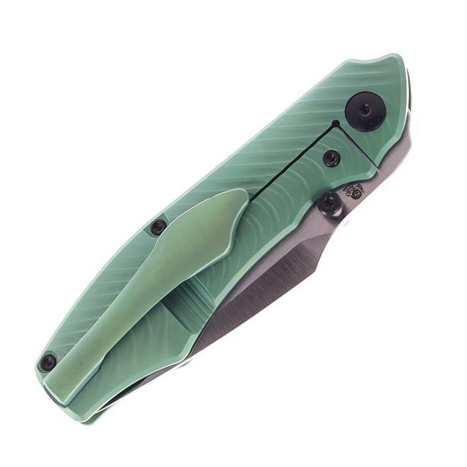 Tuya Dino Folding Knife Green Titanium Handle S90V Plain Edge
