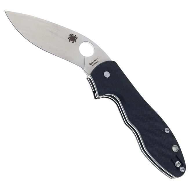 (Marks on Blade) Open Box/Returned Spyderco Retract Folding Knife Black G10 Handle Satin Blade C276GP