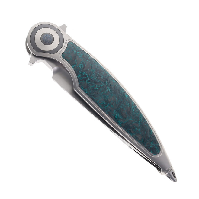Rike Viper 2 A Folding Knife Titanium Handle w/ Green Carbon Fiber