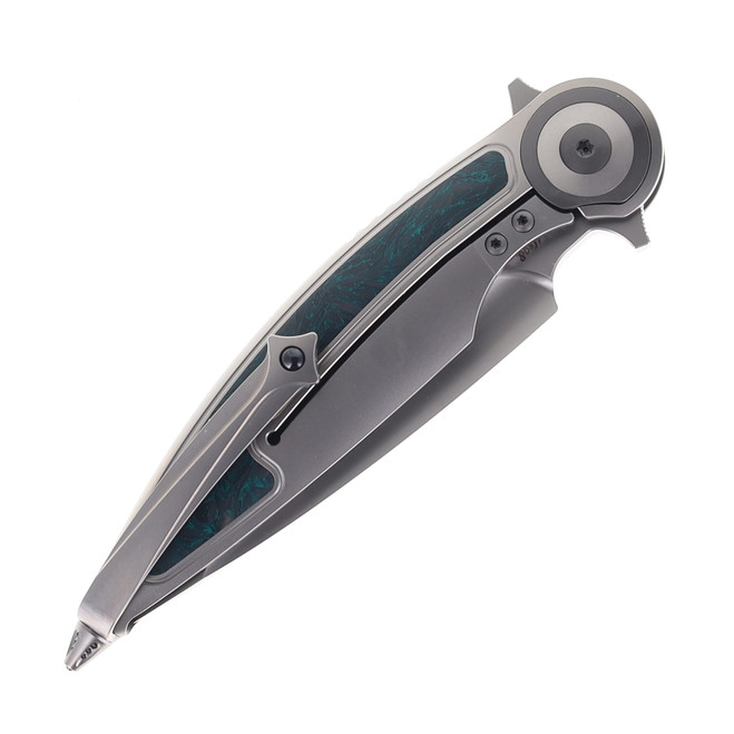 Rike Viper 2 B Folding Knife Titanium Handle w/ Green Carbon Fiber