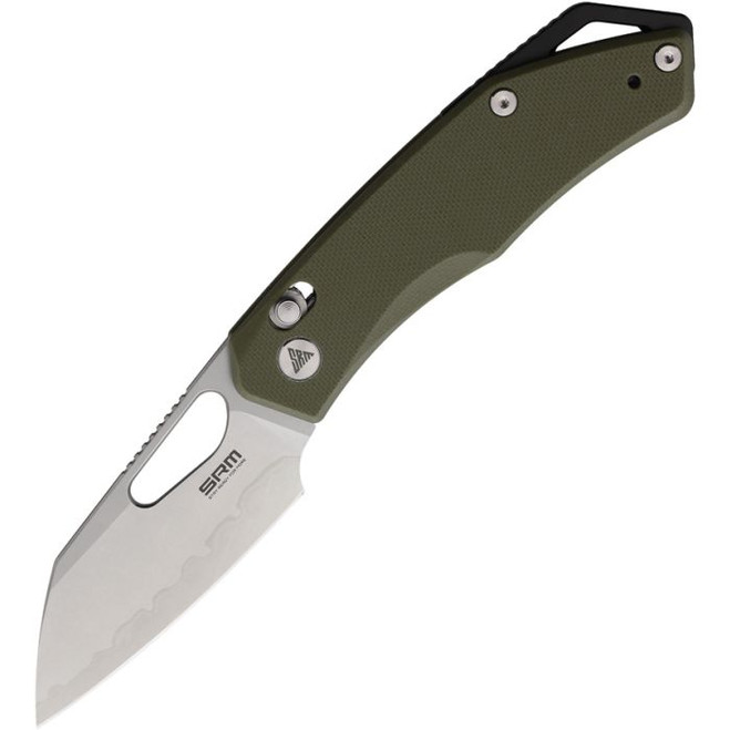 SRM Cub Folding Knife OD Green G10 Handle 140Cr Plain Edge SRM261MGP2