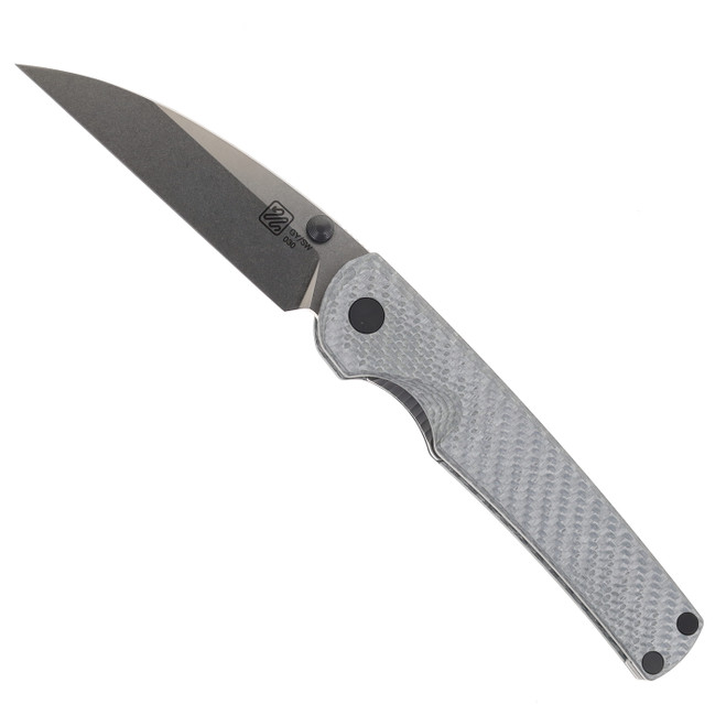 Puppy Tools Snakelet Folding Knife Silver Twill Carbon Fiber Handle M390 Stonewashed Blade