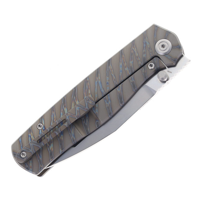 KB Albatross Folding Knife Flame Titanium Handle M390 Clip Point