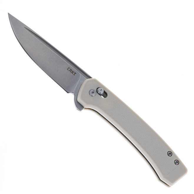 CRKT Q Compact Folding Knife Sand GRN Handle 14C28N Drop Point Plain Edge Stonewash Finish 7075S