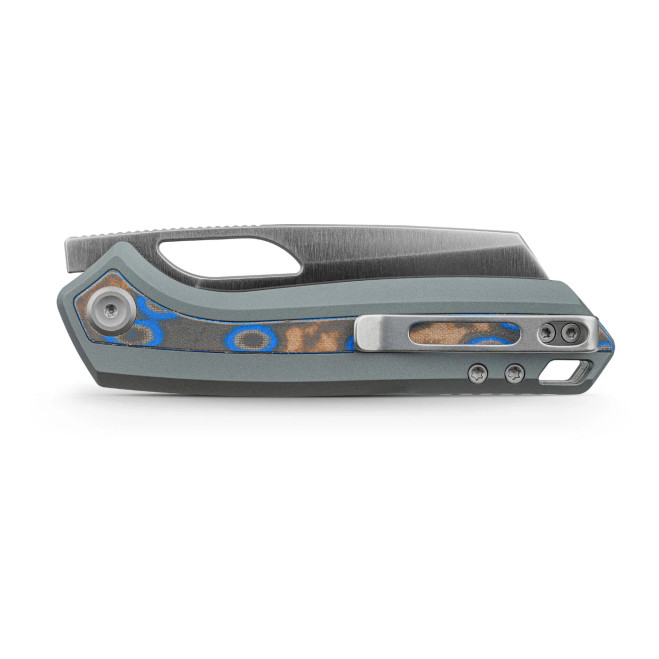 Vosteed Kroc 329 Folding Knife Gray Aluminum/Ocean Micarta Handle