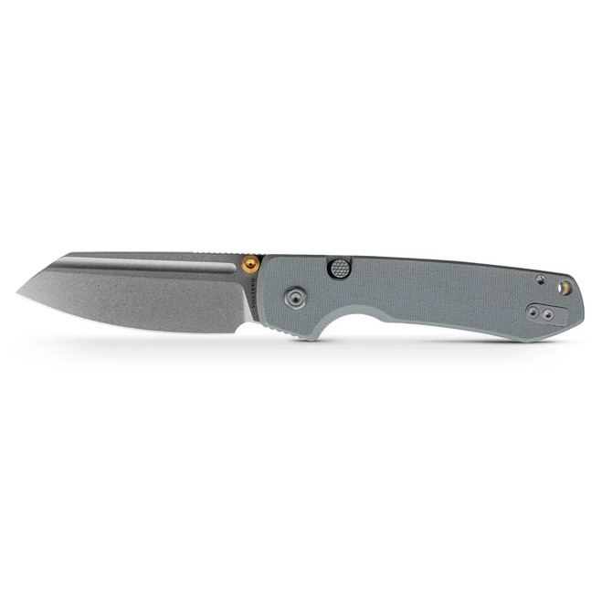 Vosteed Raccoon 2.0 Top Liner Lock Folding Knife Gray G10 Handle 14C28N Modified Sheepsfoot Plain Edge Stonewash Finish A2930