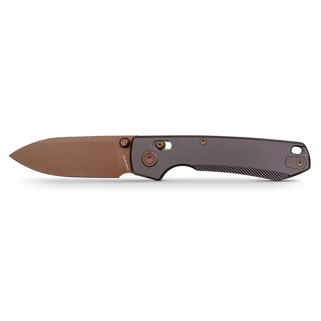 Vosteed Raccoon TiSlim Folding Knife Dark Reddish Purple Titanium Handle 154CM Drop Point Plain Edge Copper Dune Finish A4503