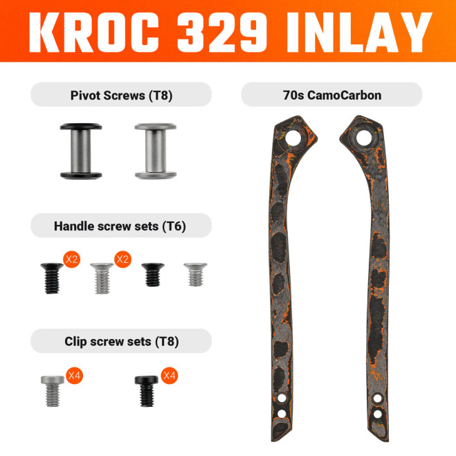 Vosteed Kroc 329 Inlay Kit 70's Camo Carbon Inlay w/Hardware W0202