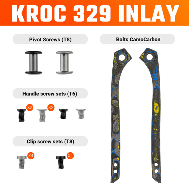 Vosteed Kroc 329 Inlay Kit Bolts Camo Carbon Inlay w/Hardware W0204