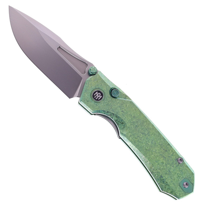 Remette RT-Rhino Folding Knife Green Anodic Oxidation Titanium Handle M390 Plain Edge RNTB4