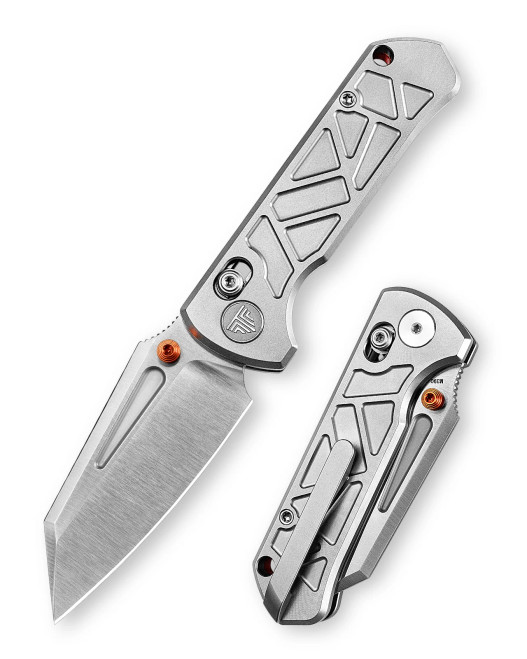 Trivisa Skarn-W Crossbar Lock Folding Knife Satin M390 Modified Tanto Blade Titanium Handle