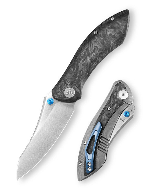 Trivisa Rhino-W Frame Lock Folding Knife Satin M390 Steel Blade Carbon Fiber Titanium Handle