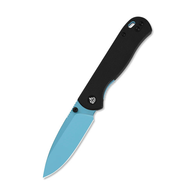 QSP Ferret Folding Knife Black G10 Handle Nitro-V Plain Sky Blue Finish QS170-A4
