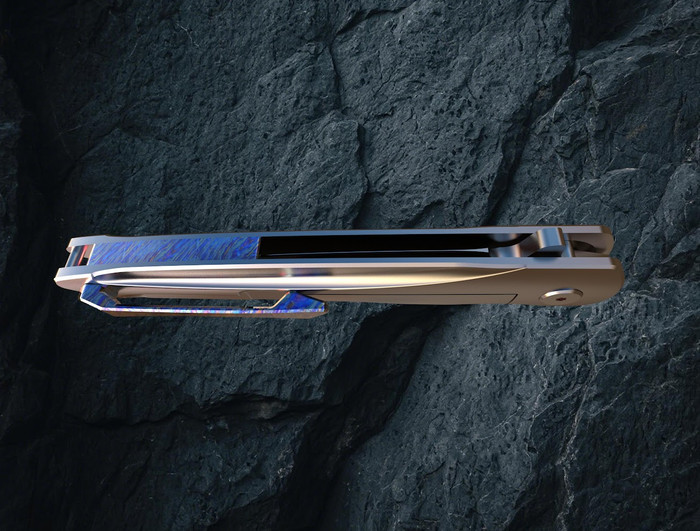 (Pre-Order Sarting 3/27) Skelton Bladeworks & Reawaker Knives Trimaxion Timascus Clip and Backspacer Kit