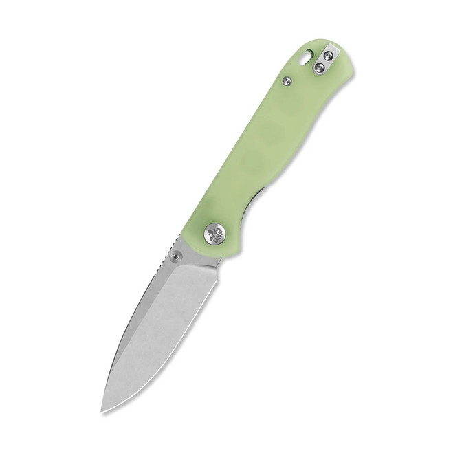 QSP Ferret Folding Knife Glow in the Dark Resin Handle Nitro-V Clip Point Plain Edge Stonewash Finish QS170-C1
