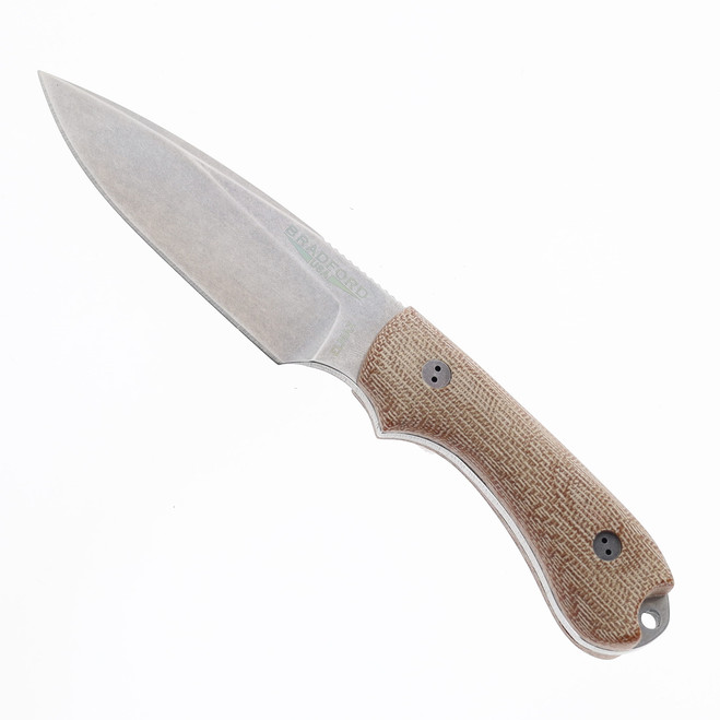 Bradford Knives 3D Guardian 3 Fixed Blade Knife Natural Micarta Handle Elmax False Edge Grind 3FE-104-EL