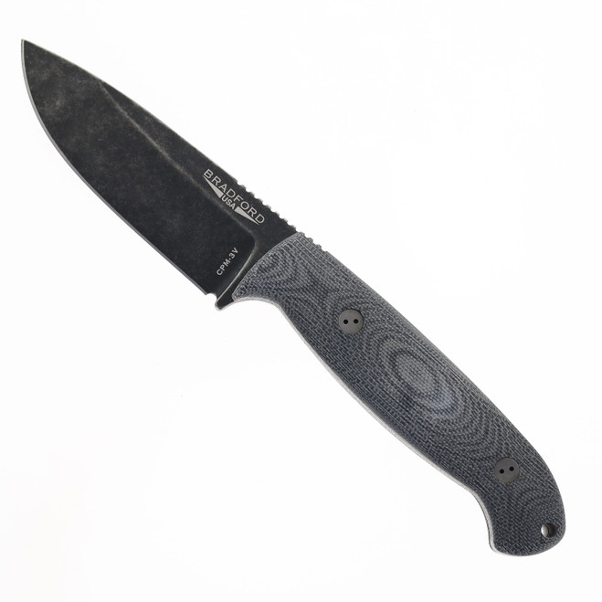 Bradford Knives 3D Guardian 4.5 Fixed Blade Knife Black Micarta Handle CPM-3V Nimbus Finish Sabre Grind 4.5S-101N-3V