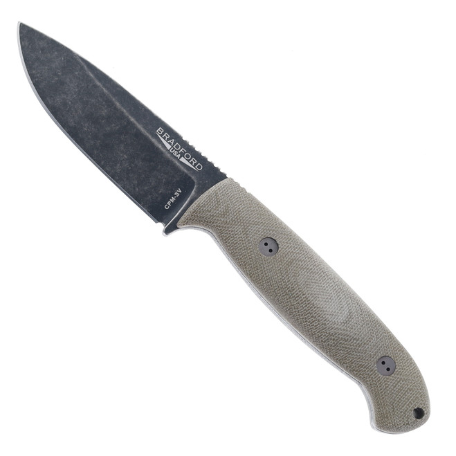 Bradford Knives 3D Guardian 5.5 Fixed Blade Knife Green Micarta Handle CPM-3V Nimbus Finish Sabre Grind 5.5S-102N-3V