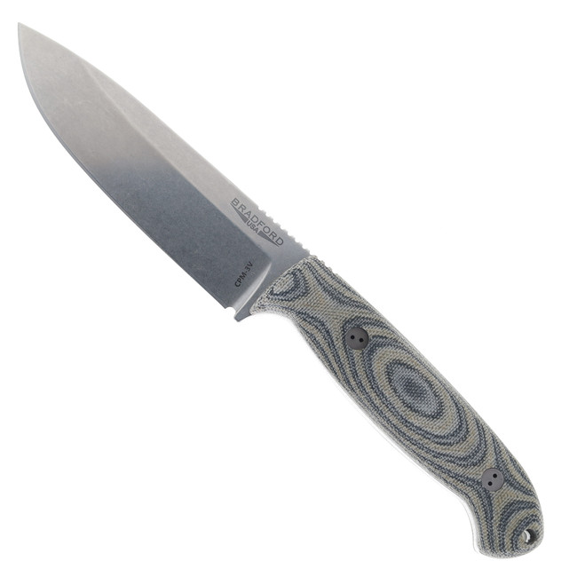 Bradford Knives Fixed Blade Knife Camo Micarta Handle CPM-3V Stonewash Finish Sabre Grind 5.5S-109-3V