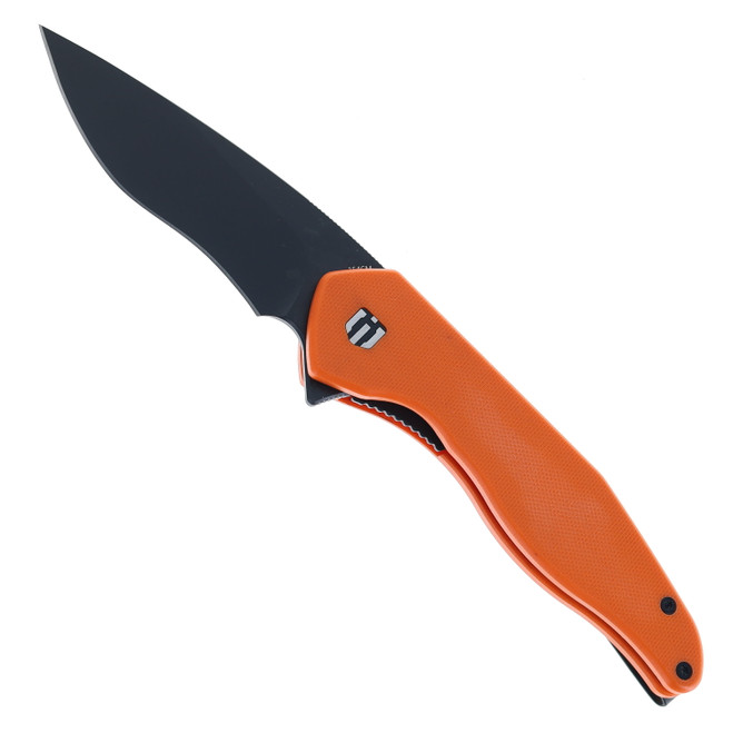Shieldon Viper Folding Knife Tangerine G10 Handle 154CM Clip Point Plain Black Blade EG01A