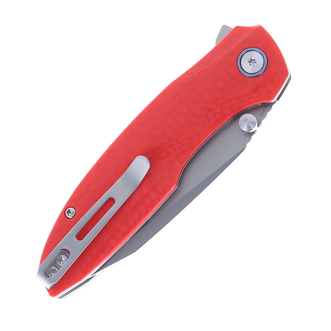 Remette Cool Whale Folding Knife Red G10 Handle 14C28N Plain Edge