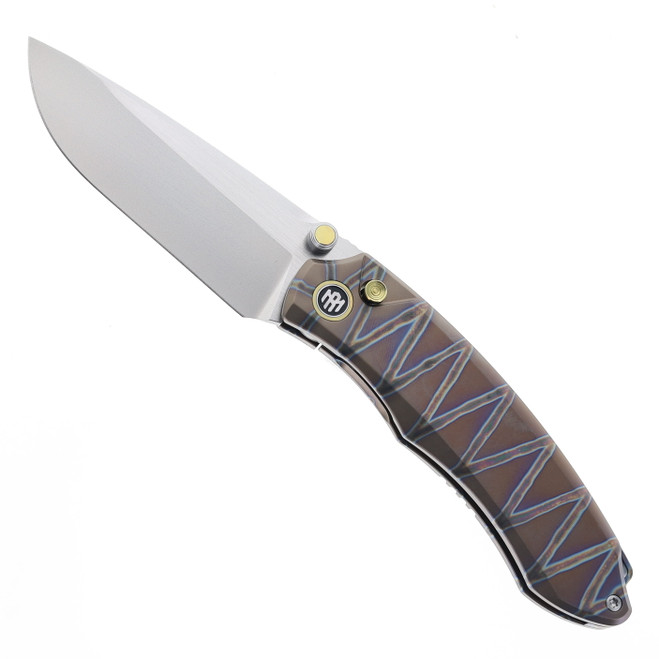 Remette Wild Species Folding Knife Tiger Stripe Titanium Handle M390 Plain Edge WD108-N4