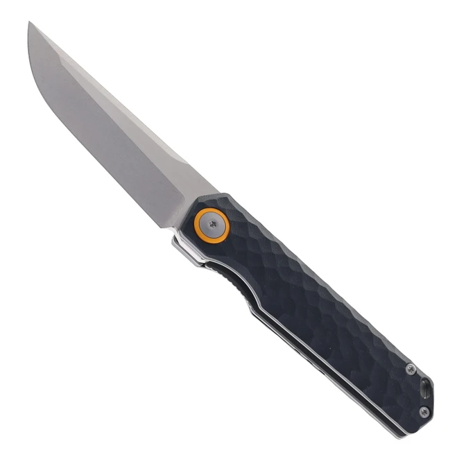 Maxace Baby Racoon V Folding Knife Black G10 Handle 10Cr15CoMoV Drop Point Plain Edge MM48-2-A