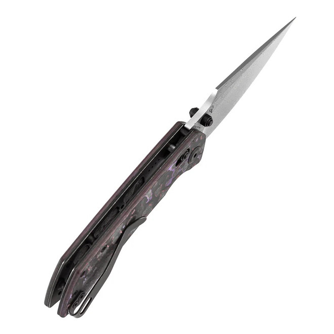 Kansept Fenrir Folding Knife Purple Haze Fatcarbon Handle Damascus