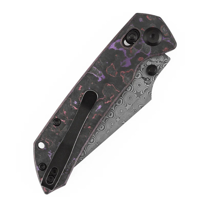 Kansept Fenrir Folding Knife Purple Haze Fatcarbon Handle Damascus