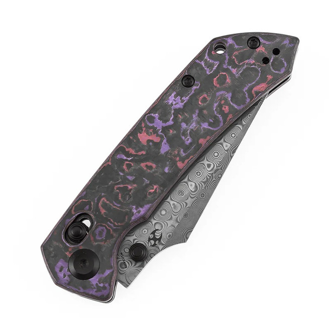 Kansept Fenrir Folding Knife Purple Haze Fatcarbon Handle Damascus