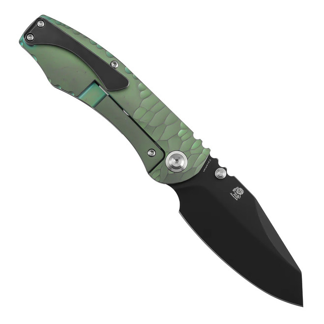Kansept Caveman Folding Knife Green Stonewash Titanium Handle 20CV