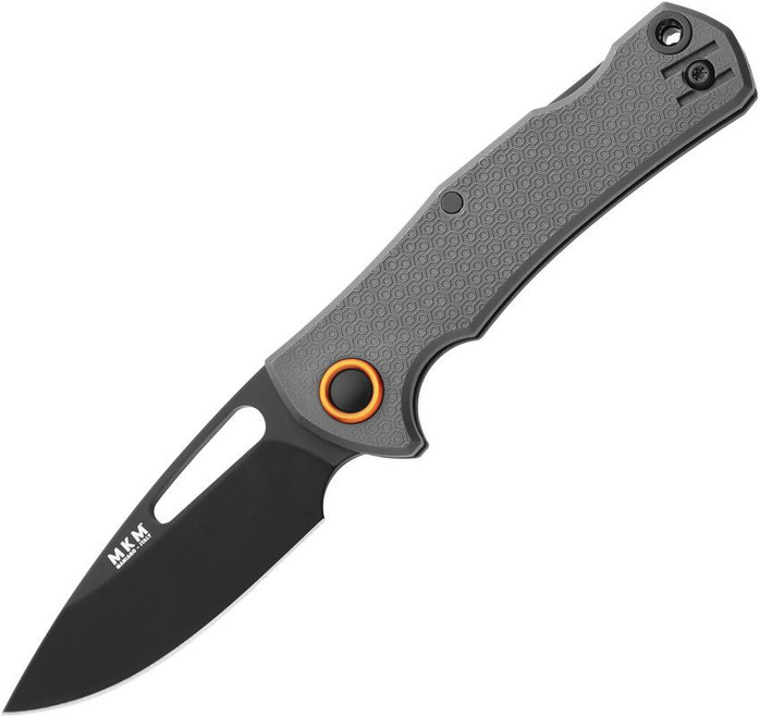 (Off Centered) Open Box/Returned  MKM LOV Lockback Folding Knife Gray FRN Handle N690 Drop Point Plain Black Blade