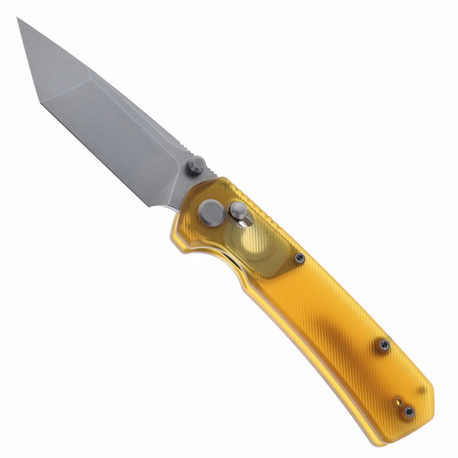 GEO Knife Blaze Folding Knife Ultem Handle M390 Tanto Point Plain Edge Stonewash Finish GEO2503J