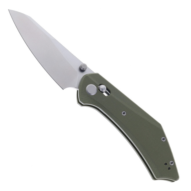 GEO Knife Divid Folding Knife Green G10 Handle M390 Drop Point Plain Edge Stonewash Finish GEO2507I