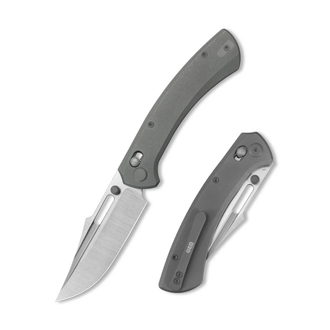 Geo Knife Strix Folding Knife Dark Gray Titanium Handle M390 Drop Point Plain Edge Hand Rubbed Satin Finish GEO2510B