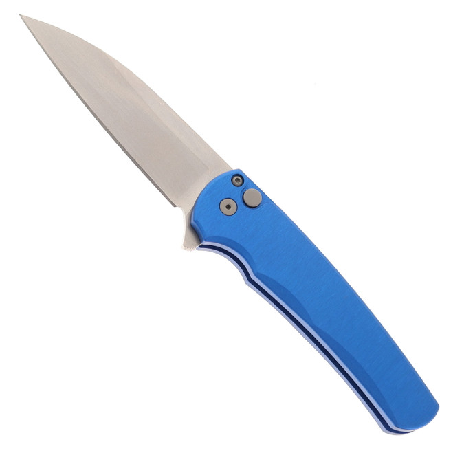 Pro-Tech Malibu Flipper Folding Knife Blue Aluminum Handle Stonewashed Magnacut 5301-BLU